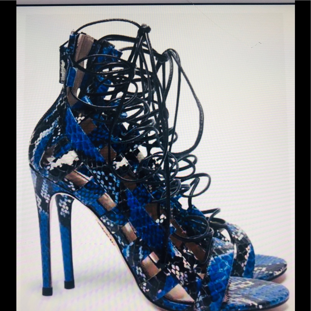AQUAZZURA Blue Amazon Lace Up Cage Sandal